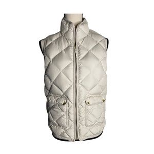 J. Crew Cream Quilt Front Zipper with Pockets Vest